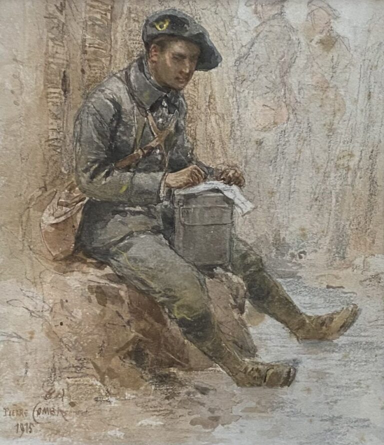 Pierre COMBA (1859-1934) - Soldat - Crayon et aquarelle - Signé en bas à gauche…