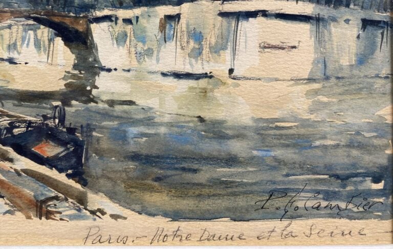 Pierre-Eugène CAMBIER (1914-2001) - Paris - Notre Dame et la Seine - Aquarelle…
