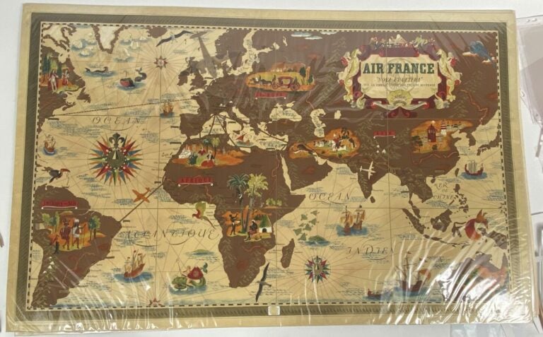 Planisphère de jour AF par Lucien Boucher 1938/1939, 63x100 cm -, ed. originale…