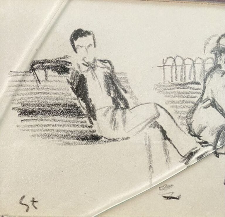 Théophile Alexandre STEINLEN (1859-1923) - Etude de personnages sur un banc pub…
