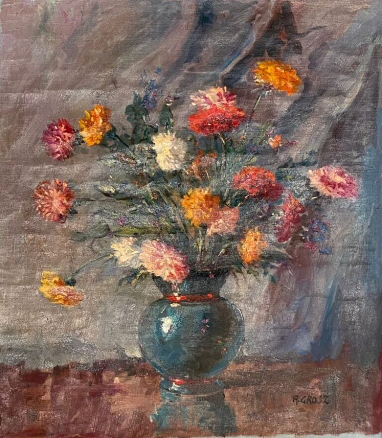 A.GROSZ (XXÈME SIÈCLE)10 - Bouquet de fleurs - Huile sur toilE, signée en bas à…