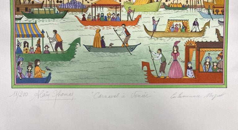 Alain THOMAS (1942) - Carnaval à Venise - Lithographie signée en bas à gauche,…