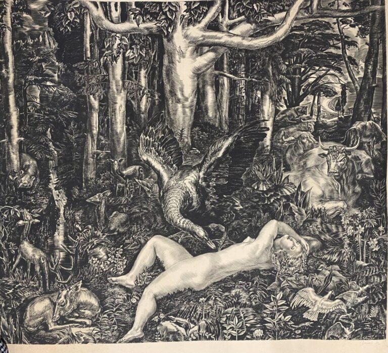 Albert DECARIS (1901-1988) - Léda et le cygne - Gravure - Signée en bas à droit…
