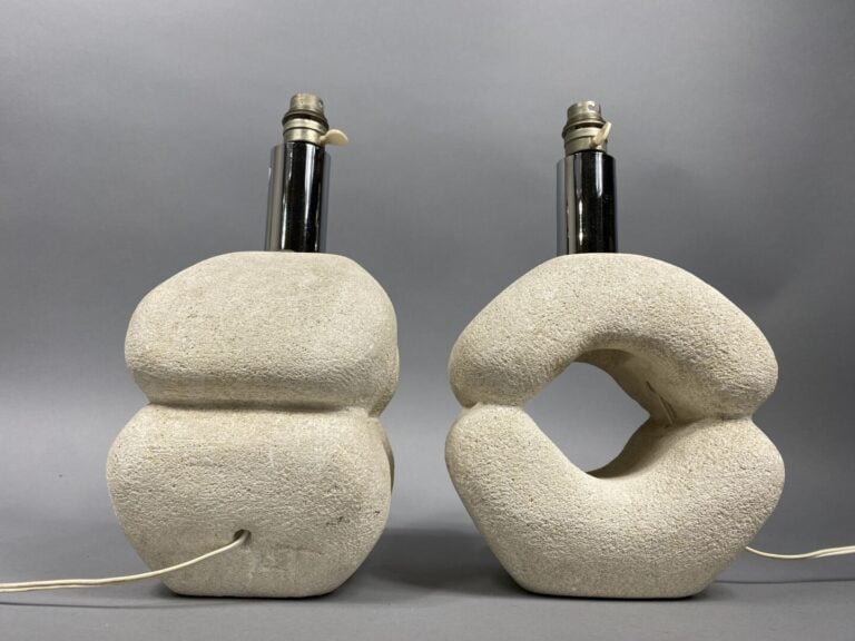 Albert TORMOS (XXe siècle), attribué à - Paire de pieds de lampe sculpture en p…