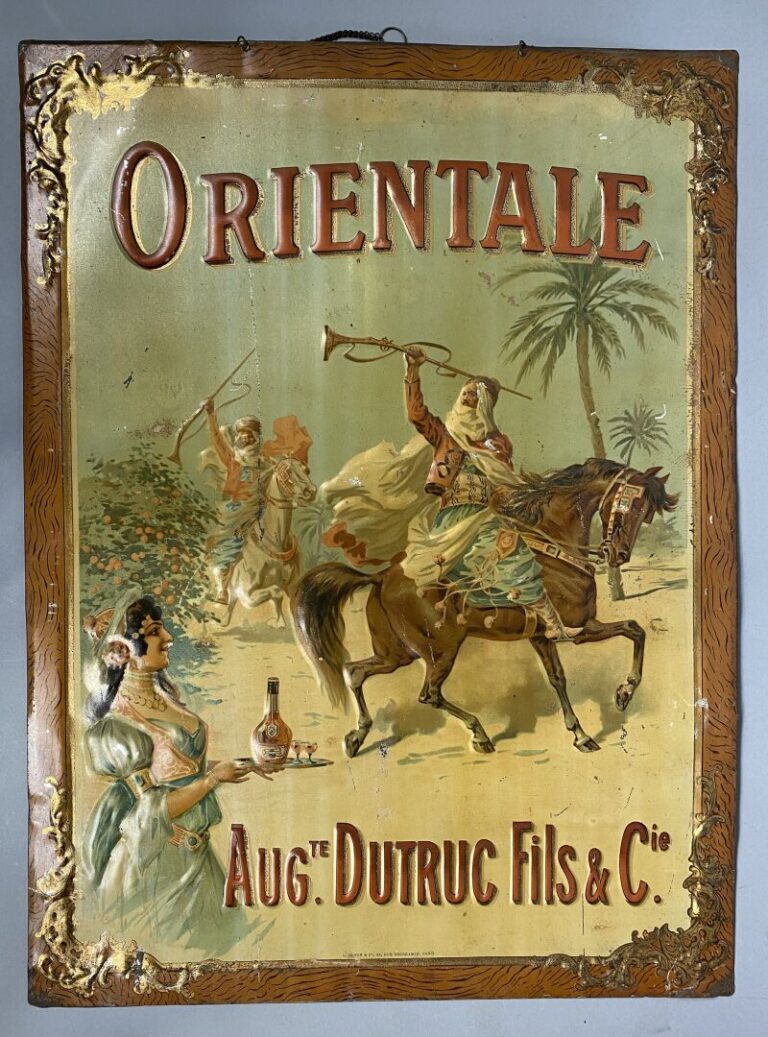 Auguste DUTRUC & Cie - Orientale - Panneau publicitaire en tôle émaillée - 65 x…