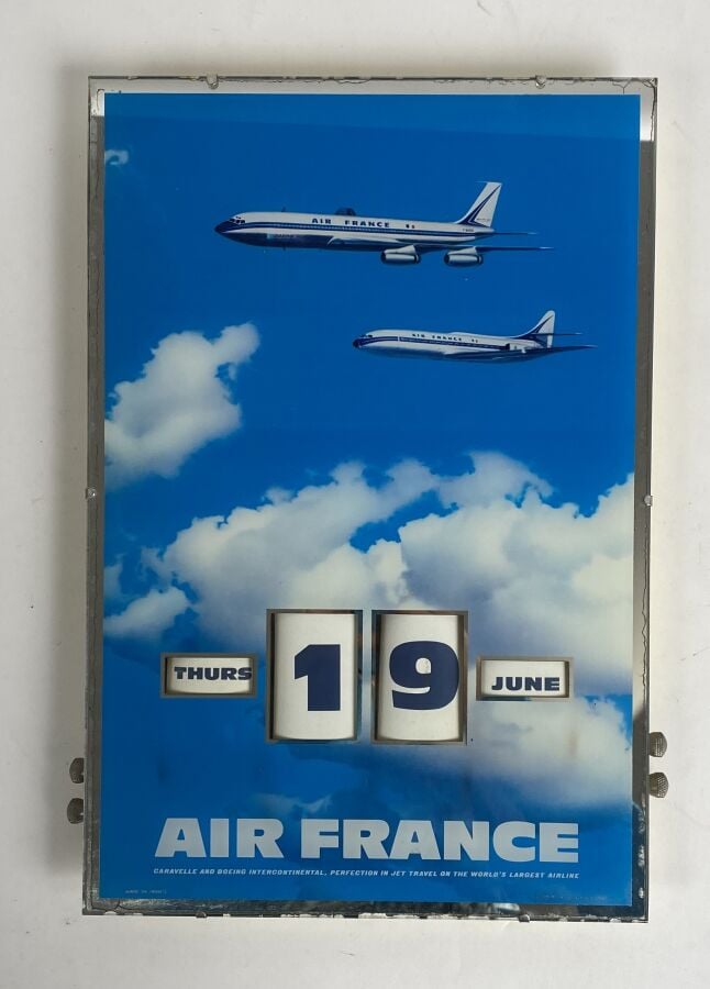 Calendrier perpétuel miroir églomisé Air France par A. Gerrer avec - Caravelle…