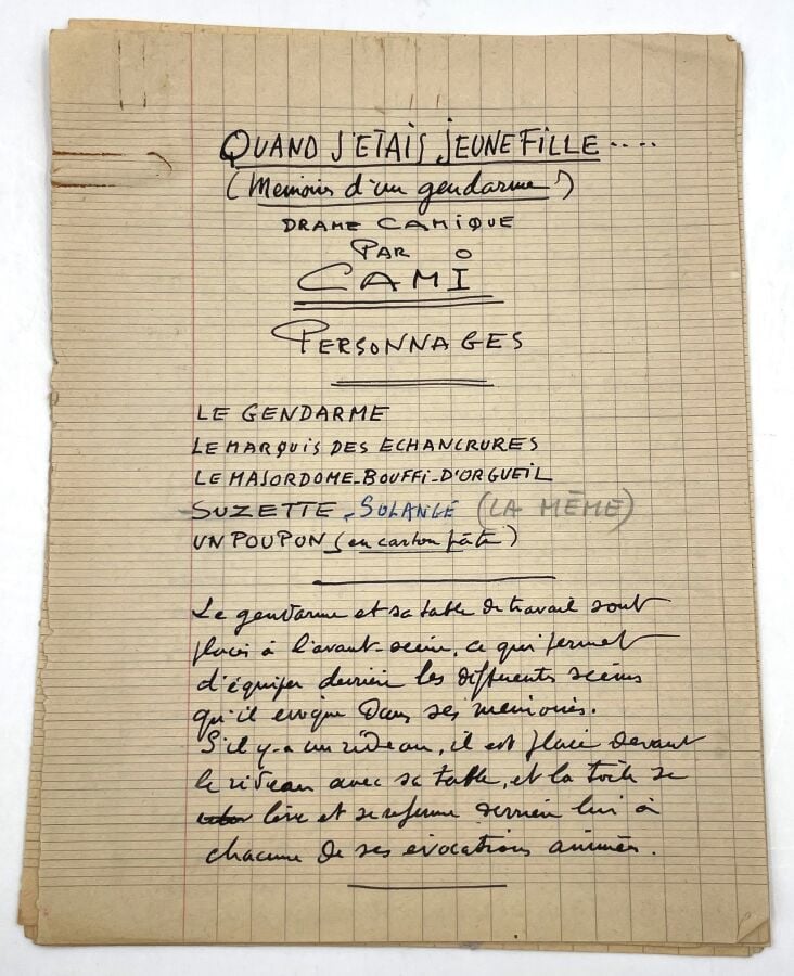 CAMI. - Manuscrit autographe signé, Quand j'étais jeune fille (Mémoires d'un ge…