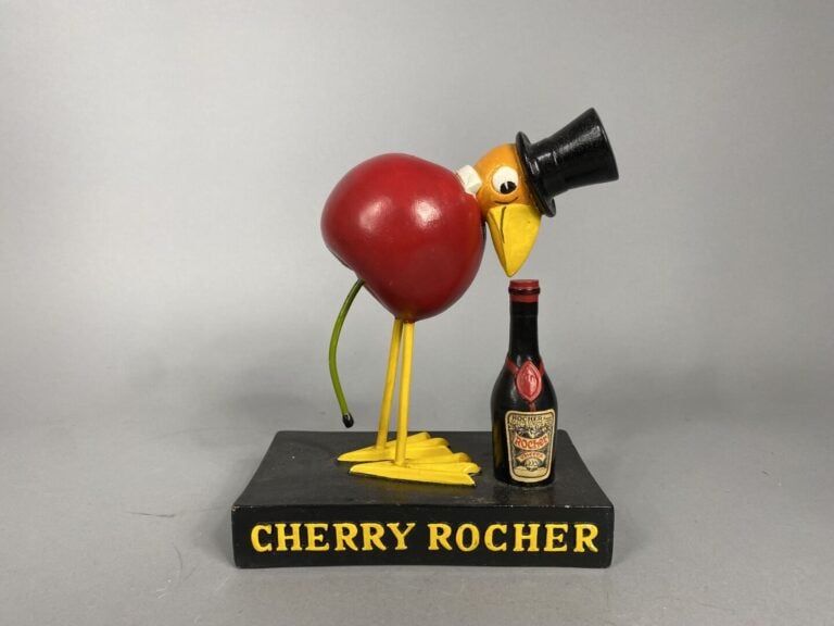CHERRY ROCHER - Enseigne publicitaire en bois peint - H : 25.5 cm
