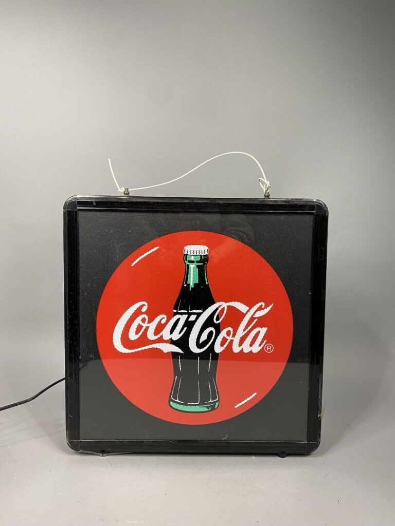 COCA-COLA - Enseigne lumineuse de forme carrée en plastique - 45 x 45 cm - (sau…