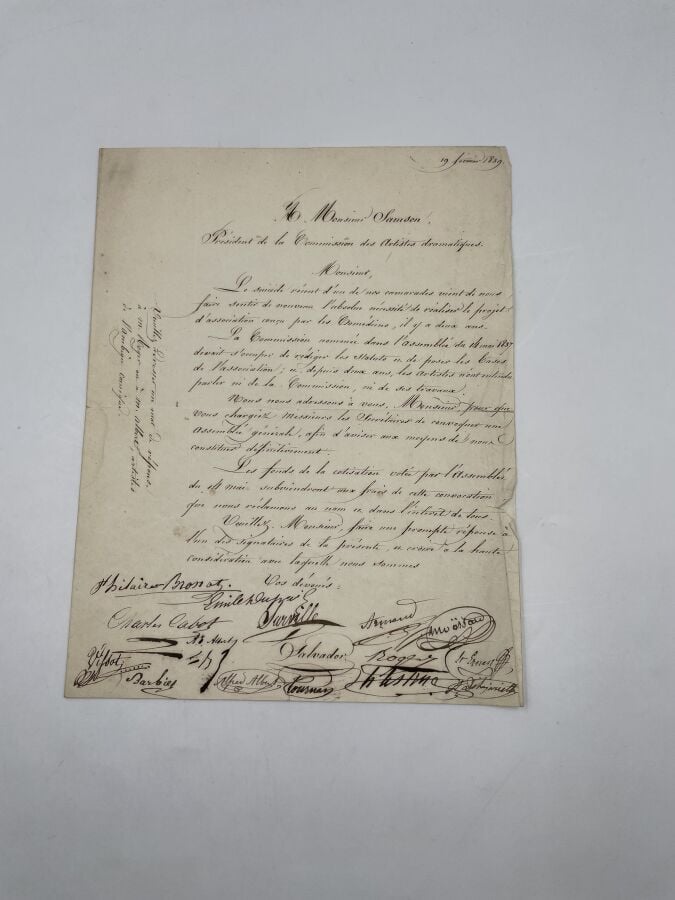 COMÉDIE FRANÇAISE - L.S. par 8 comédiens, 10 prairial VII (29 mai 1799), à un C…