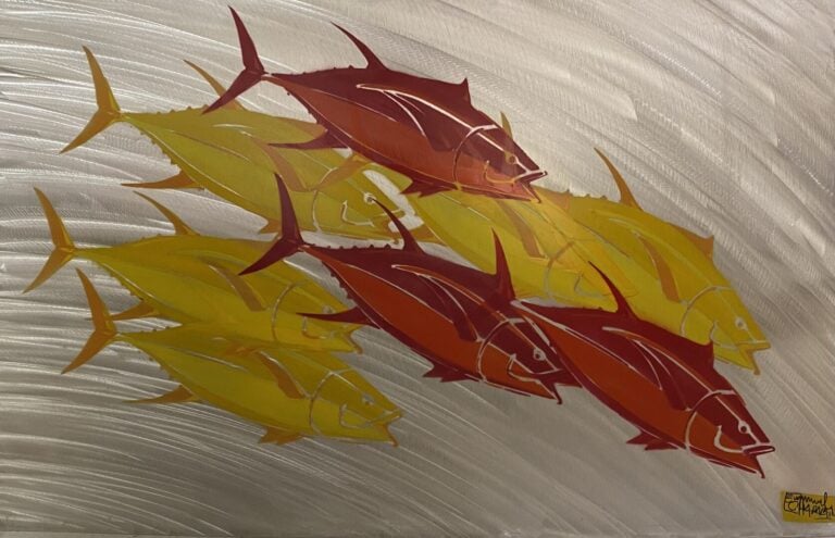 Emmanuel CHAPALAIN (1965) - Thons rouges, thons jaunes - Acrylique sur plaque d…