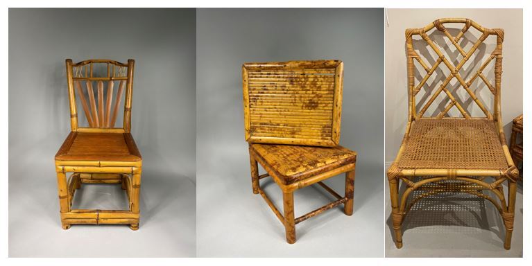 Ensemble de mobilier en rotin comprenant une chaise à assise cannée et dossier…