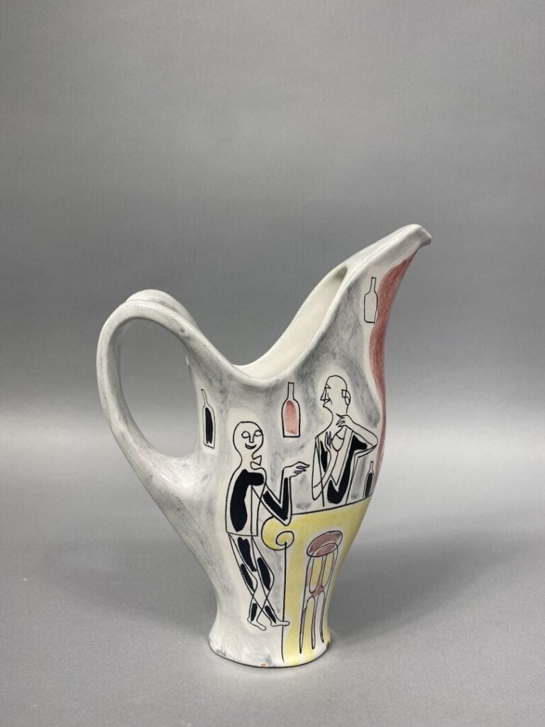 Ensemble de poteries comprenant : - - ODYV, vase ovoïde en céramique à décor en…