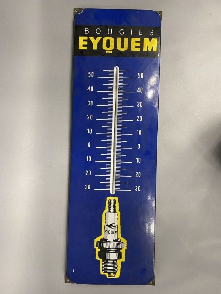EYQUEM Bougies - Plaque thermomètre publicitaire en tôle émaillée à oreilles, i…