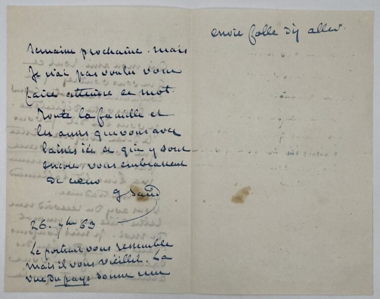 George SAND - 2 L.A.S. ; 1 page in-8 avec adresse, et 2 pages in-8 à l'encre bl…
