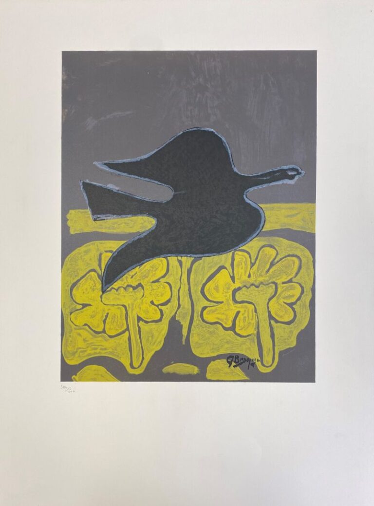 Georges BRAQUE (1882-1963), d'après - L'oiseau - Lithographie en couleurs - Num…