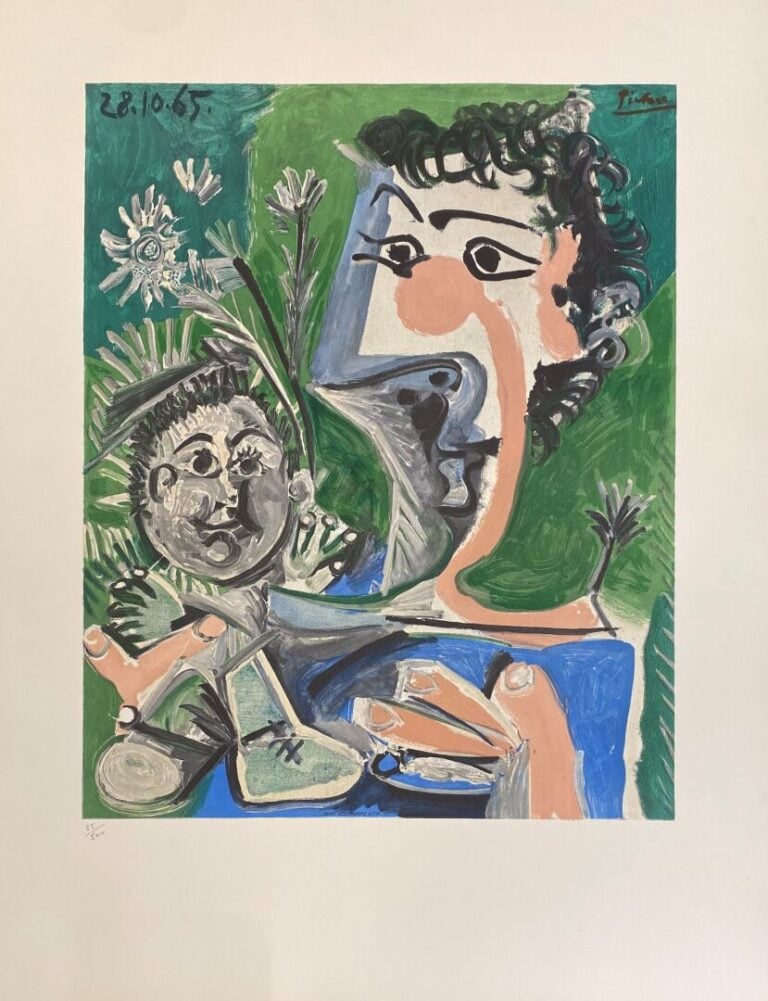 Henri DESCHAMPS (XXe) - Femme et enfant d'après Pablo PICASSO - Lithographie en…