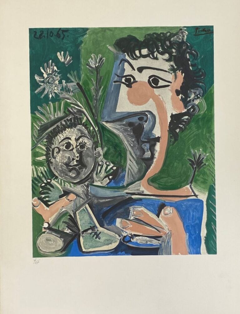 Henri DESCHAMPS (XXe) - Femme et enfant d'après Pablo PICASSO - Lithographie en…