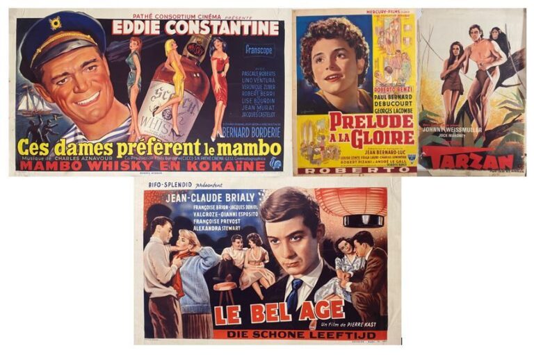 Important lot d'affiches de films dont : - - Nana, Martine Carol, Charles Boyer…