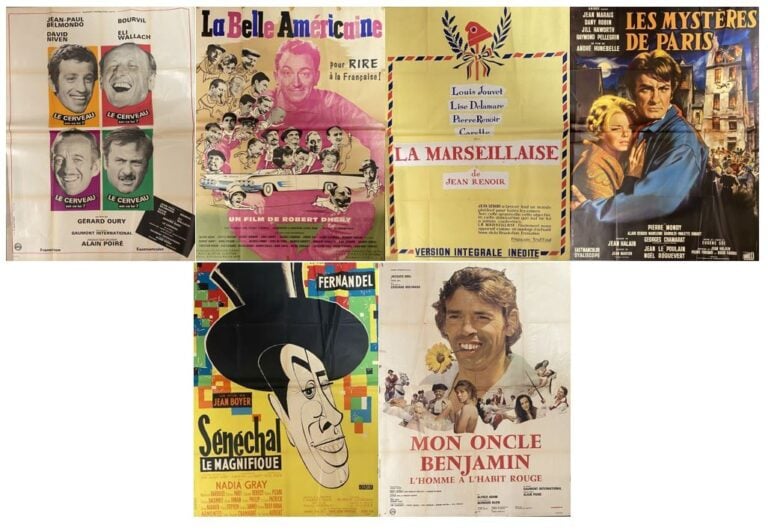 Important lot d'environ 20 affiches de cinéma et reproductions comprenant : Mon…