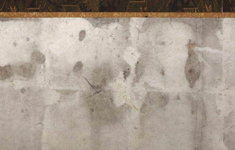 JAPON - début XIXème siècle - Paravent à 6 feuilles à décor sur papier à fond a…