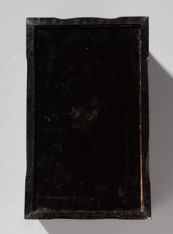 JAPON - XIXe siècle - Suzuri'bako (écritoire) rectangulaire à décor sur le couv…