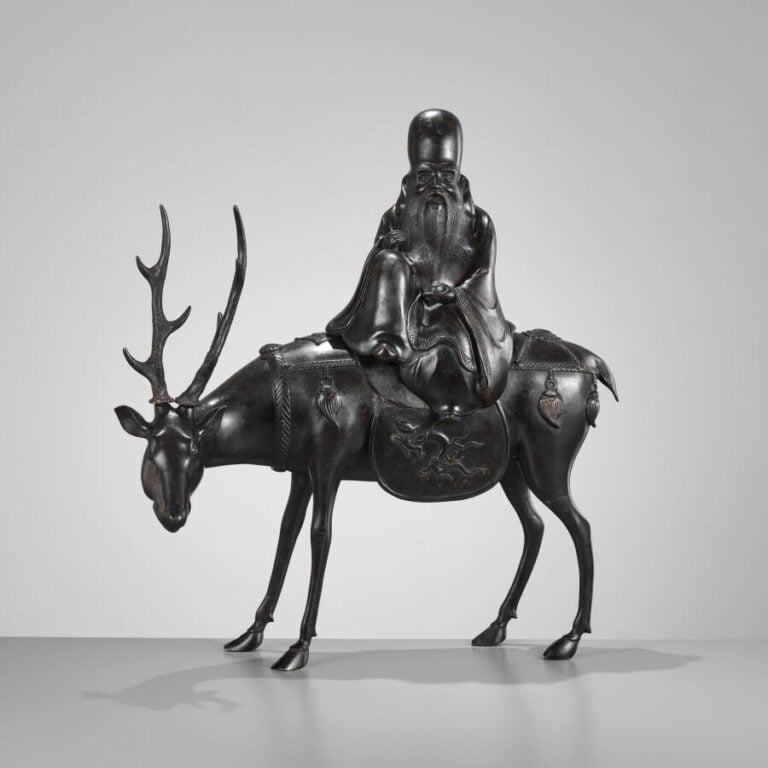 JAPON - XIXème siècle - Grand encensoir en bronze représentant la divinité Jurô…