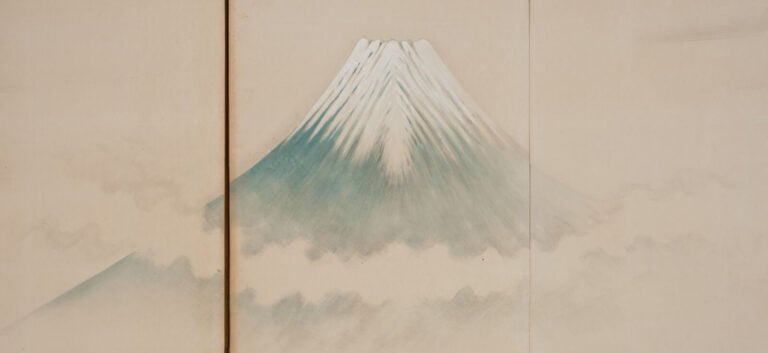 JAPON- XXème siècle - Paravent Byobu à 6 feuilles à décor sur papier d'un litto…