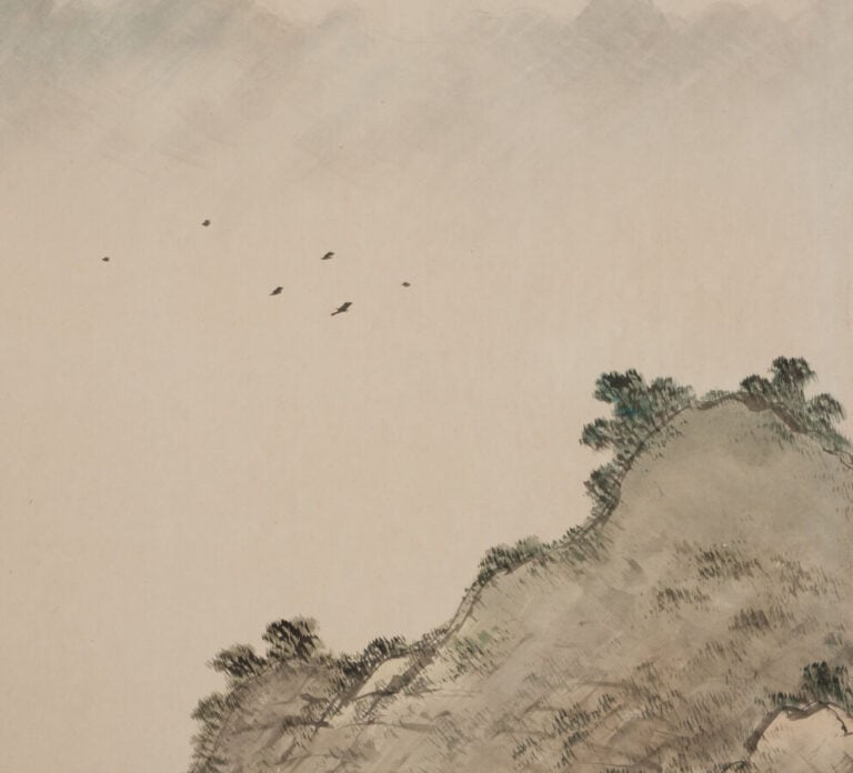 JAPON- XXème siècle - Paravent Byobu à 6 feuilles à décor sur papier d'un litto…