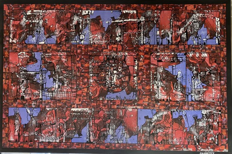 Jean GANGLOFF (né en 1955) - Composition abstraite - Technique mixte sur toile…