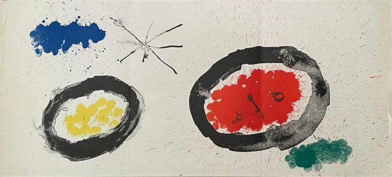 Joan MIRÓ (1893-1983) - Composition - Lithographie en couleurs, plié en trois ,…