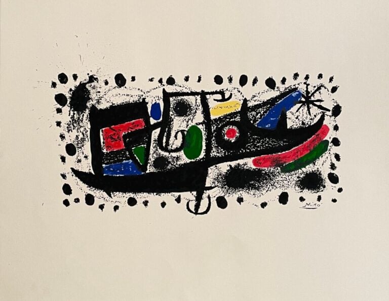 Joan MIRO (1893-1983) d'après - Composition - Lithographie en couleurs sur véli…