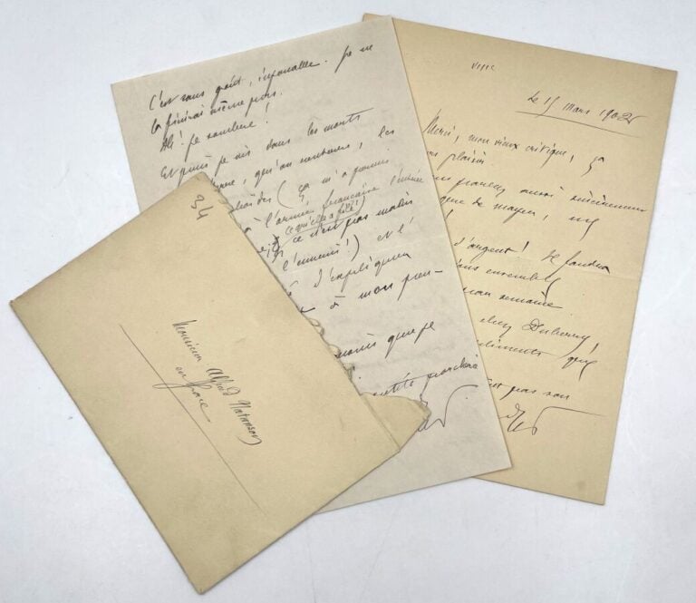 Jules RENARD - 2 L.A.S., 1902-1904 ; 1 page in-8 avec enveloppe, et 2 pages in-…