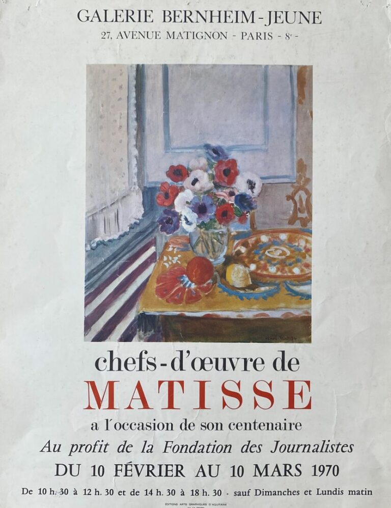 Lot d'affiches d'exposition sur Matisse comprenant : - - Musée Matisse à Nice,…