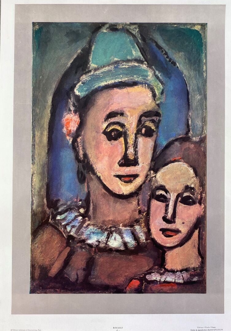 Lot d'environ 10 reproductions comprenant femme au turban d'après Picasso, Mère…
