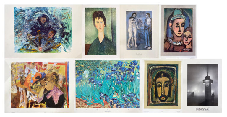 Lot d'environ 10 reproductions comprenant femme au turban d'après Picasso, Mère…