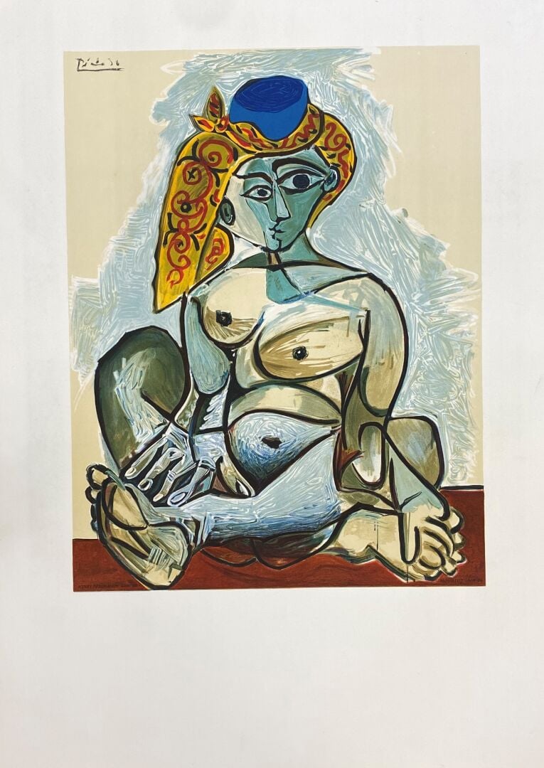 Lot d'environ 10 reproductions comprenant femme au turban d'après Picasso, Mère…