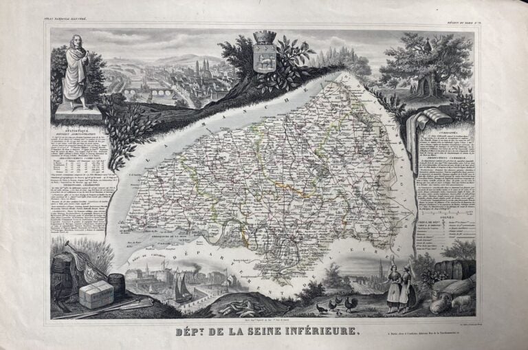 Lot de gravures et reproductions comprenant des cartes, vue de ruines, portrait…