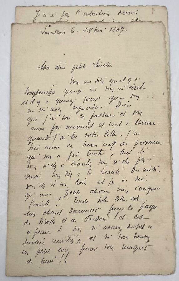Louis JOUVET. - 2 L.A.S., Levallois mai-août 1907, à Aline BORDAS ; 6 pages et…