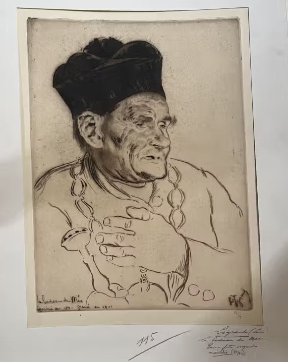 Louis LEGRAND (1863-1951), - Le bedeau du Mé 1911, - eau-forte sur vélin, titré…