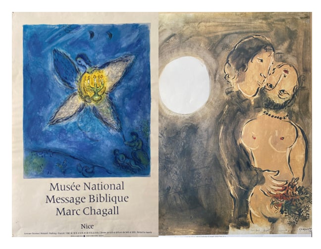 Marc CHAGALL (1887-1985), d'après - L'ange au chandelier - Affiche Musée nation…