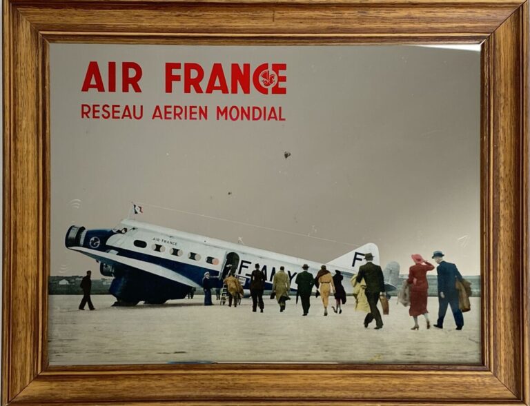 Miroir en verre églomisé Air France par A. Gerrer avec le Breguet Wibault de 19…