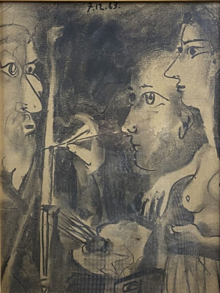 Pablo PICASSO (1881-1973), d'après - Le peintre et son modèle - Lithographie -…