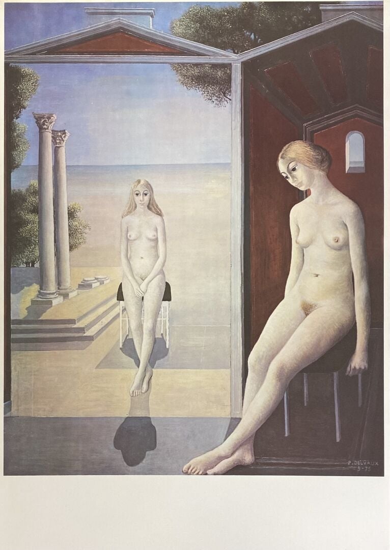Paul DELVAUX (1897-1994) - Femmes nues assises aux colonnes corinthiennes - Lit…