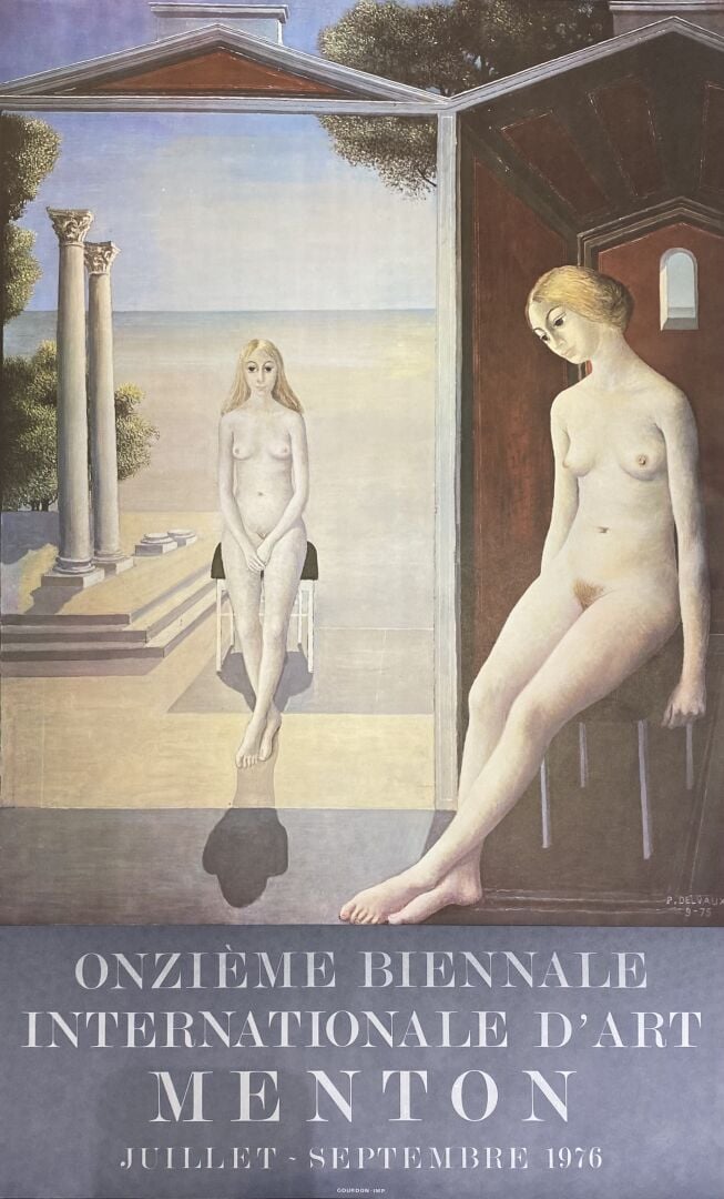 Paul DELVAUX (1897-1994) - Femmes nues assises aux colonnes corinthiennes - Lit…
