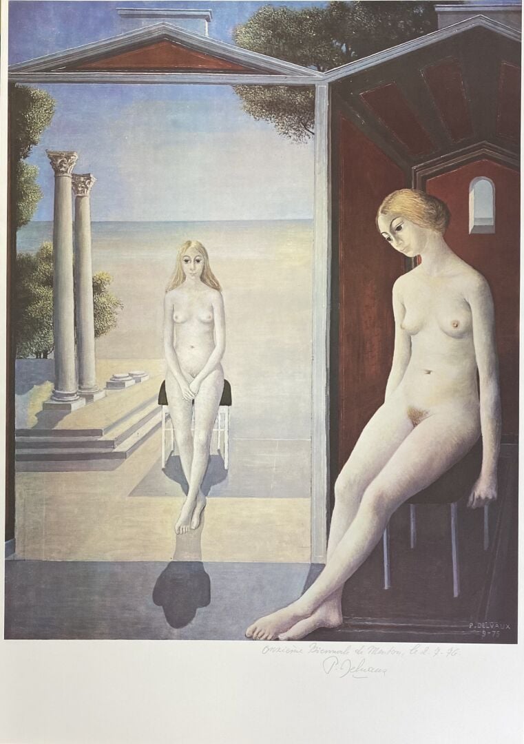 Paul DELVAUX (1897-1994) - Femmes nues assises aux colonnes corinthiennes - Lit…