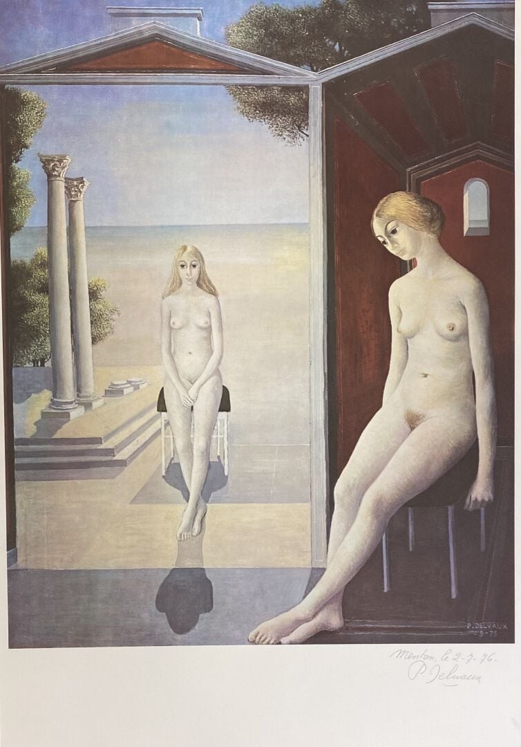 Paul DELVAUX (1897-1994) - Femmes nues assises aux colonnes corinthiennes - Lit…