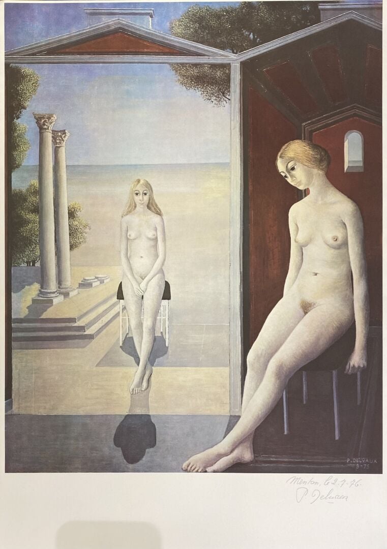 Paul DELVAUX (1897-1994) - Femmes nues assises aux colonnes corinthiennes - Lit…
