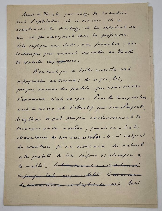 Pierre FRESNAY - Manuscrit autographe, Le Cinéma sans comédiens ; 3 pages et de…