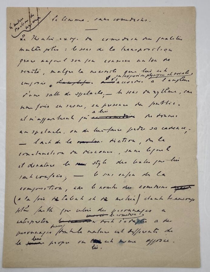 Pierre FRESNAY - Manuscrit autographe, Le Cinéma sans comédiens ; 3 pages et de…